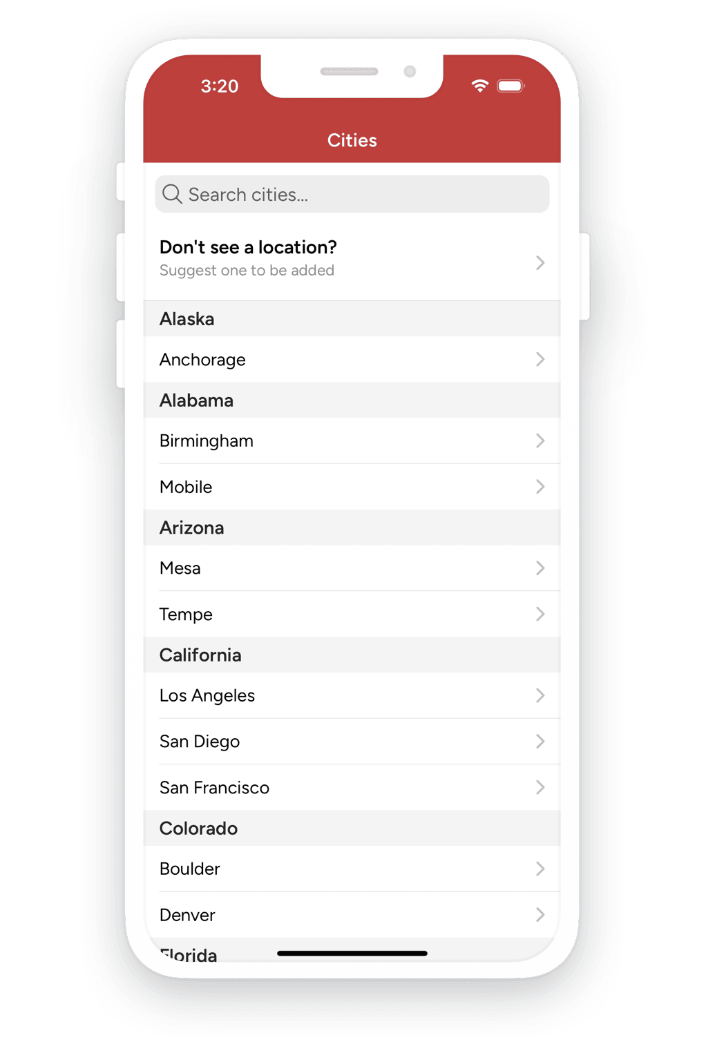 Improv Tonight app - Locations
